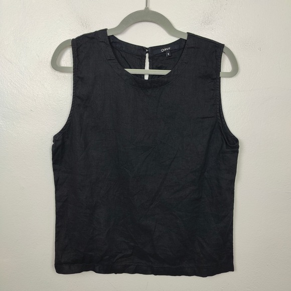 Quince Linen Sleeveless Top Womens‎ Small Black Casual Summer Blouse Tank Preppy - Picture 2 of 7